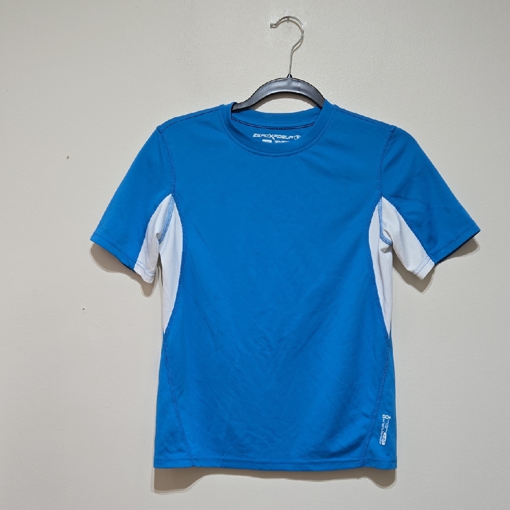 ZeroXposur Blue and White Kid's Short Sleeve Rashguard